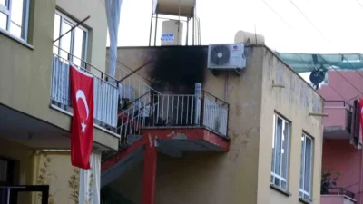 Alanya'da pişi yaparken piknik tüpünden çıkan yangın apartmanda hasara yol