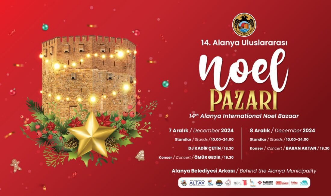 Alanya Belediyesi’nin düzenlediği Alanya Uluslararası Noel Pazarı, 7-8 Aralık’ta gerçekleştirilecek.