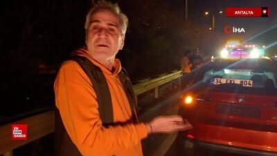 Manavgat'ta otoyol üzerinde seyreden iki sürücü, aniden yola atlayan başıboş