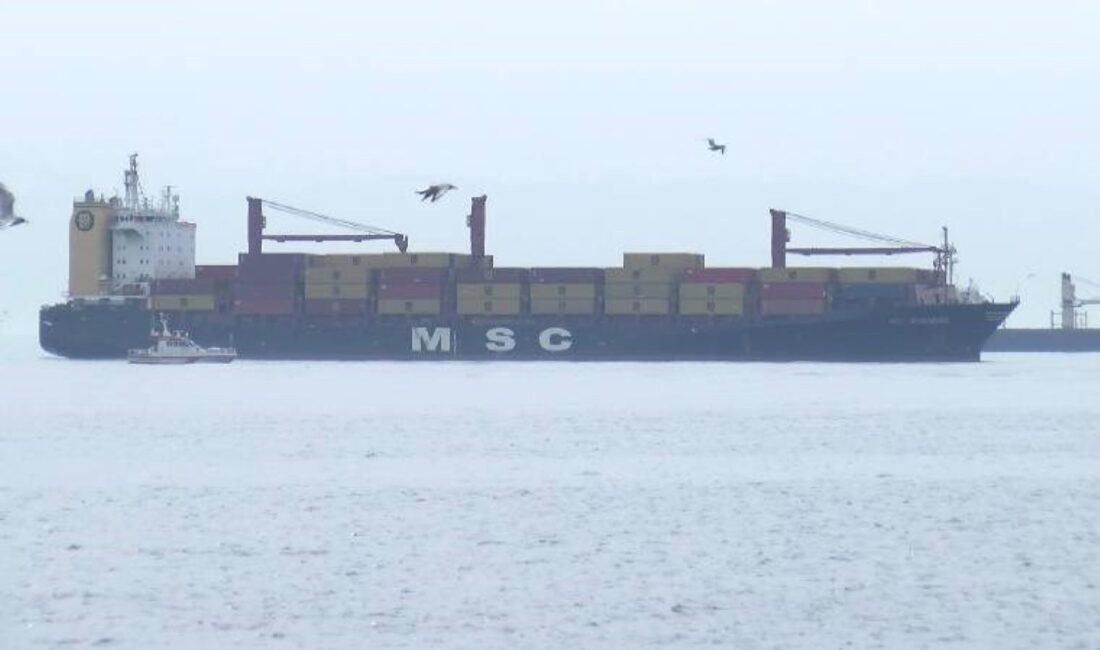Bakırköy Yeşilköy sahilinde Liberya Bayraklı MSC Rhiannon isimli kargo gemisi
