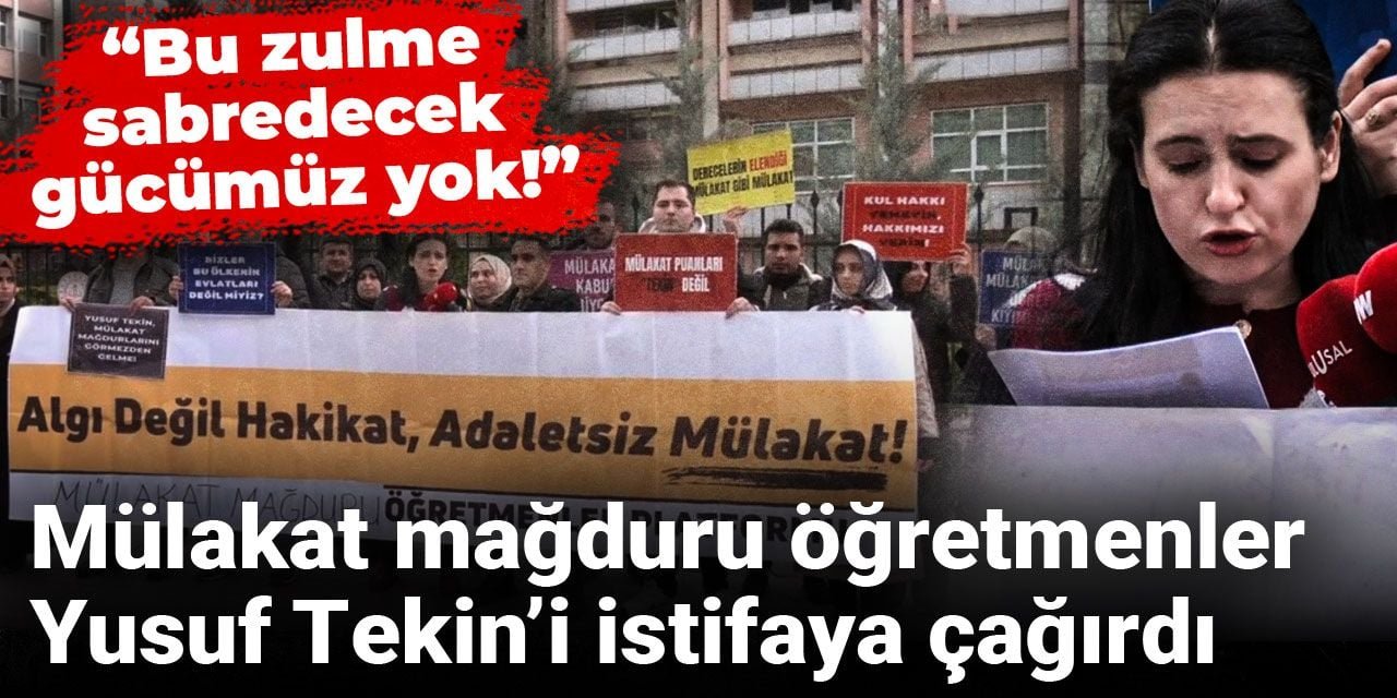 "Mülakat mağduru" öğretmenlerin Ankara’da bulunan Milli Eğitim Bakanlığı (MEB) önündeki
