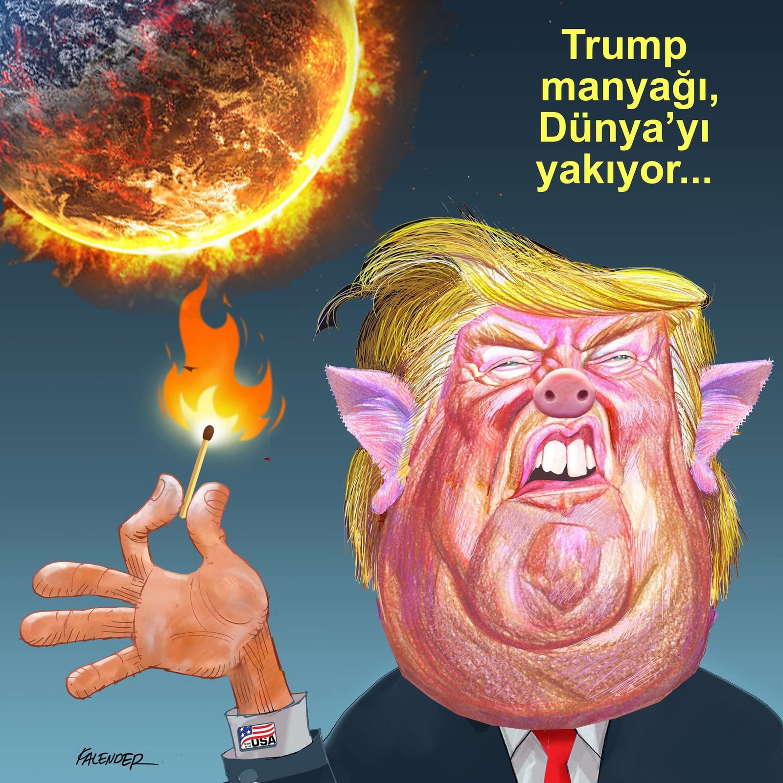 Öznur Kalender Çiziyor. ..Manyak Trump Dünya’yı yakıyor.. &nbsp;