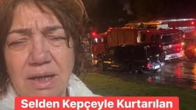 İstanbul’da etkili olan sağanak yağış nedeniyle Göktürk-Kemerburgaz yolunda mahsur kalan